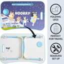 Bluey and Friends Lap Desk Tray Table with Folding Legs, Cup Holder & Device Slot, Portable Kids Lap Desk for Homework, Meals, Tablets & Laptops