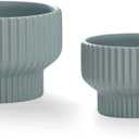 Puoyik 2 Piece Set of Flower Pots 8/6 inches, Ceramic Flower Pots with Drainage Holes, Indoor and Outdoor Plant Flower Planter (7.8/5.9 Blue)