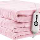 Electric Heated Blanket 72"x84" Full Size, Soft Coral Fleece with 4 Heating Levels and 10 Hours Auto-Off, Machine Washable, Cozy Plush Fabric for Home, Pale Pink