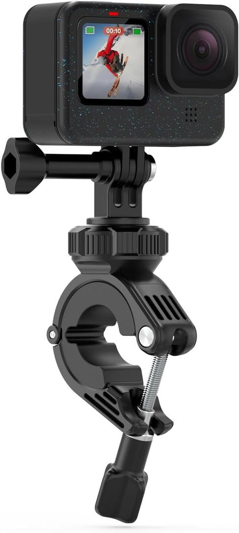 Handlebar Bike Pole Mount Motorcycle Clamp Mount Compatible with GoPro Hero 13 12 11 10 9 8 7 6 5 Session DJI Action Cameras - 360 Degree Rotation