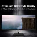 Deco Gear 34 Curved Gaming Monitor, 180Hz 34401440 Ultrawide UWQHD Screen for Laptop & PC, Adaptive Sync, R1500 VA Panel, HDR, 100% sRGB, Dual HDMI/DP, 21:9, VESA Mount, American Seller