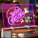Cosmody Led Drawing Board, 13.7"X10" 4 Modes & 7 Colors Acrylic Dry Erase Board with Light, Include Adapter, Hanging Chain, Led Drawing Board for Kids with Stand,14 Markers, Spray Bottle (13.7"X10")