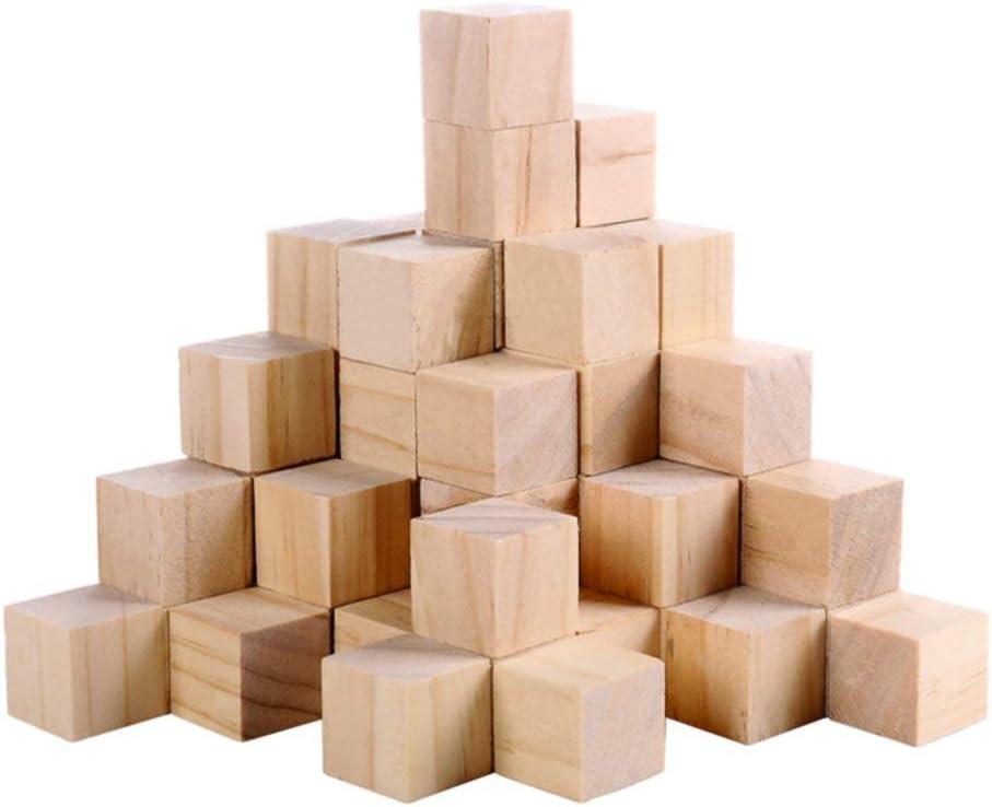 Supla 120 Pieces 1 Inch Natural Solid Cube Wooden Unfinished Craft Wood Blocks for DIY Gifts