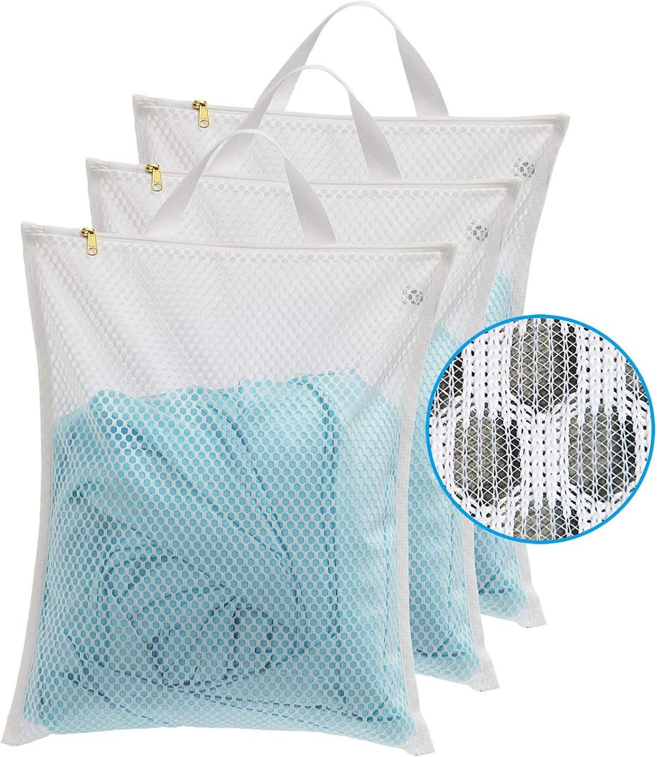TENRAI Laundry Bag Mesh Wash BagUse YKK ZipperTote Bag Bathroom Hanging, Bra Fine Mesh Wash Bag for Underwear 3 Bags3M Cellular Mesh