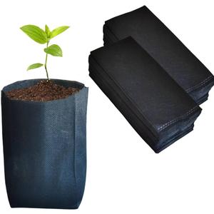 gardtree 150PCS 77.8 Inch Breathable Plant Grow Bags - Biodegradable Non-Woven Plant Seedling Pots for Seed Starting, Indoor/Outdoor Vegetables, Herbs, Flower | Easy Transplant, Space Saving, Black