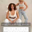 Square Neck Padded Sports Bra, Push Up Sports Bra for Women, Cute Comfy Seamless Scoop U Back Low Impact Workout Gym Yoga Bra (Beige, S)