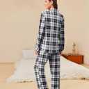 Ekouaer Womens Pajama Sets Button Down Pjs Sets Soft Long Sleeve Sleepwear Button Up Loungewear with Pockets, S-XXL (Black and Grey Plaid)