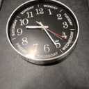 12 Inch Day of Week Wall Clock, Non Ticking Modern Clocks Battery OperatedAnalog Day Clock for Seniors EldlyClassic for Office Home Classroom Bedroom School,Unique Gift Clock (Black)