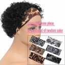 INSTASTYLE Headband Wig Human Hair Wigs for Black Women Pixie Cut Wig Put on and Go Glueless Wig Short Curly Headband Wigs 150% Density Natural Black 6 Inch