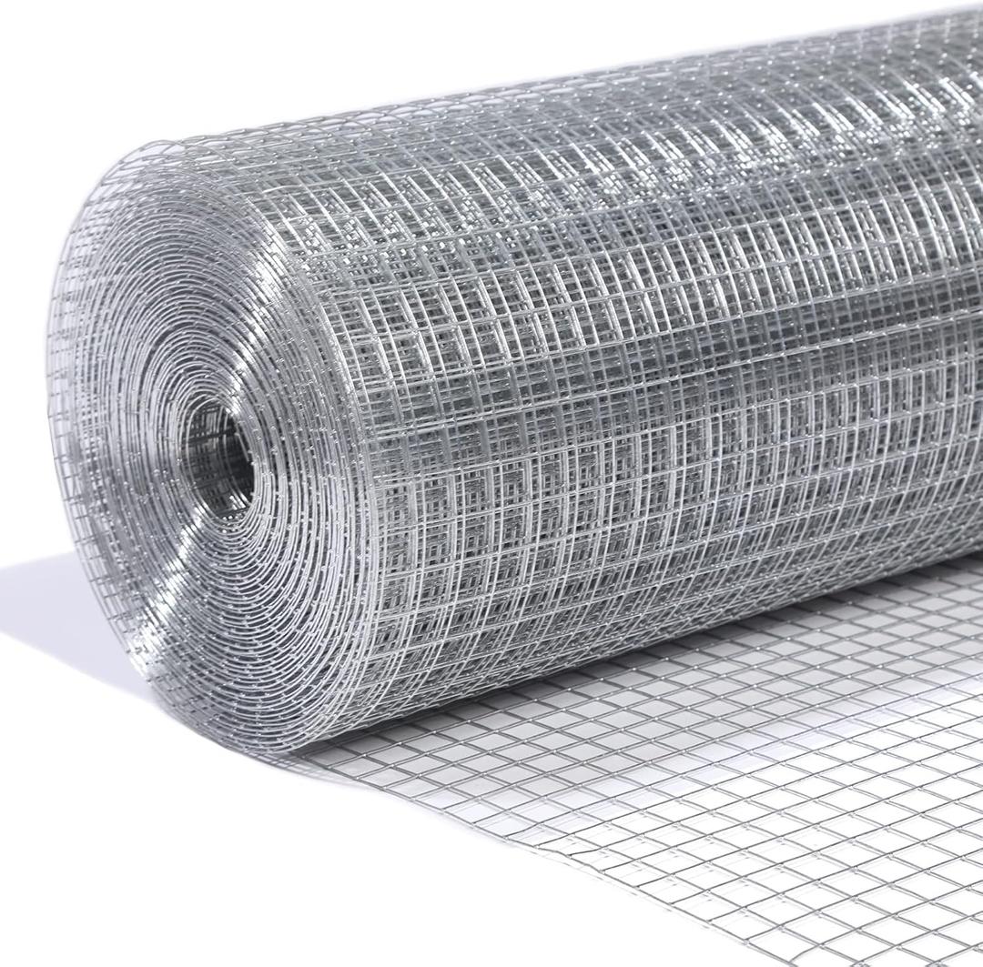 1/4in Hardware Cloth 48" x100' 23 Gauge, Hot-Dip Galvanized After Welding, Wire Mesh Roll Chicken Wire Snake Fence Raised Garden Bed Plant Supports Welded Wire Fencing mesh Wire Cloth, 1/4in 48in x 100ft 23Gauge