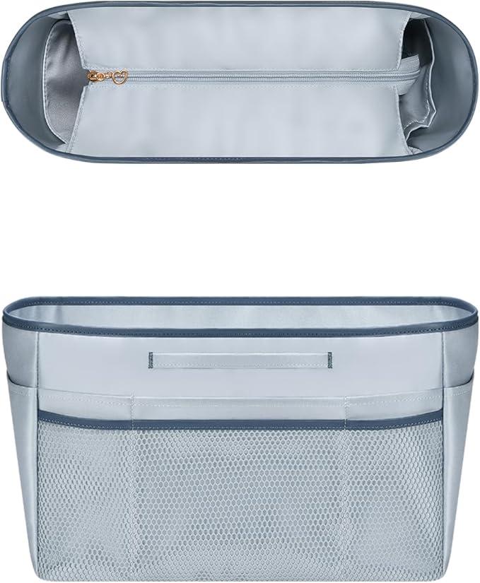 GIVLEFLY Tote Organizer Insert with Multiple Pockets Purse Dividers with Handle Lightweight Purse Liner with Cup Holder Fit for Longchamp Large Medium Size, Neverful and More(Large, Light Blue)