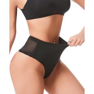Aintmax Tummy Control Thong Shapewear Underwear for Women Low Rise Seamless Body Shaper Girdle Compression Panties Black L