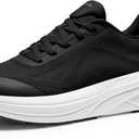 Womens Easy On Running Shoes Comfortable Walking Sneakers for Women with Anatomic Toe Box Breathable Tennis Shoes (7, Black/White)