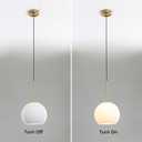 Modern Globe Pendant Light Fixtures, Mid-Century Glass Globe Flush Mount Ceiling Light, Rustic Light Pendant Lights Kitchen Island Dinning Hanging Pendant Light (Gold-Frosted White, 25cm/10)
