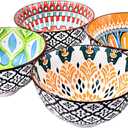 Ceramic Rice Bowls Set of 4, 4.72 Inch Colorful Mandala Pattern Porcelain Bowls, Bohemian Floral Serving Bowls for Rice, Cereal, Soup, Microwave & Dishwasher Safe