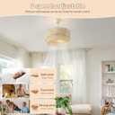 20" Boho Ceiling Fans with Lights, Rattan Fandelier Chandelier Ceiling Fan with Light Remote Control, Caged with 6 Speeds for Bedroom, Nursery