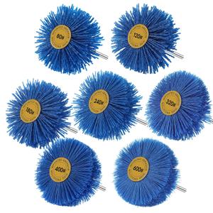 Tioncy 7 Pcs Nylon Wheel Brush Abrasive Grinding Head Nylon Drill Brush with 1/4" Shank, (80 120 180 240 320 400 600) Grits, Sanding Mop Abrasive Wheel for Removal of Rust Corrosion Paint