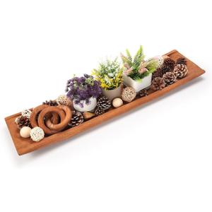 Athaliah Wood Dough Bowl, 31.5 Inchs Natural Solid Wooden Dough Bowls, Rustic Long Wooden Bread Bowl for Table Centerpiece Dining Room Home Kitchen Decor