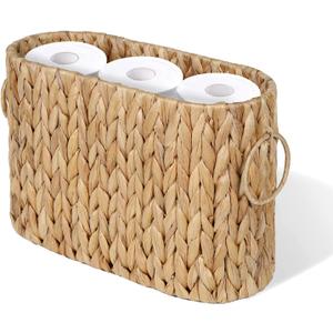 Toilet Paper Storage Bin, Large Storage Basket with Handles, Bathroom Accessories Organizer, Decorative Book Storage