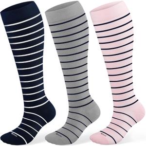 Cotton Compression Socks for Women&Men 15-20mmHg Knee High Cute Support Sock for Nurses, Pregnant Women, Travel