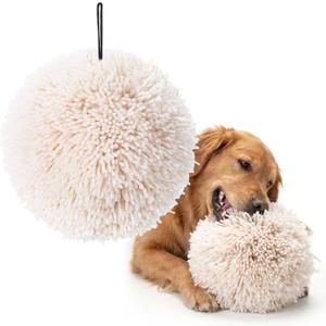 2 Pcs Plush Ball Dog Toy 8 Inch Silent Squeak Fuzzy Round Ball Dog Toy Soft Fleece Stuffed Plush for Small Medium Breeds Teething Chewing Interactive Fetch Play