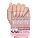 Glamnetic Press On Nails - Los Angeles | Solid Opaque Blush Nude Pink Short Almond Nails in Glazed Finish, Reusable | 15 Sizes - 30 Nail Kit