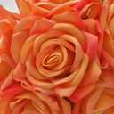 Fule Artificial Silk Rose Flower Centerpiece Arrangement in Glass Vase with LED Light for Home Wedding Decoration (Orange)