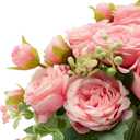 2 Pack Artificial Flowers Bouquet, 10 Pcs Austin Roses Silk Flowers Heads, Fake Peonies Flower for Home Decor Table Centerpieces Wedding Bridal Bouquet Mother's Day Valentine's Day, Pink