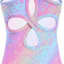 Zaclotre Ballet Leotards for Girls Hollow Back Sleeveless Dance Outfits Gymnastics Leotard Tank Bodysuit (12-13 Years, Rainbow Leopard)