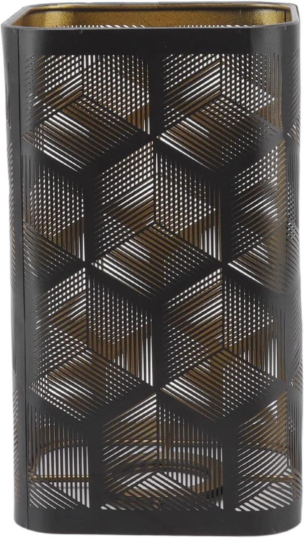 Square Metal Lamp Shade, E27/E26 Flower Carved Pattern Lampshade Modern Hollow Decorative Lamp Shade for Table Lamp Floor Light Home Decor Black