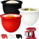 4.5/5QT Silicone Bowl Liners for KitchenAid Tilt-Head Stand Mixer, 3 Liners with Lids, Dishwasher Safe, Odourless, Heat-Resistant Safe, Mixer Accessories and Attachments for KitchenAid