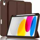 ZryXal iPad (A16) Case/iPad 10th Generation Case [11-Inch 2025/10.9 Inch 2022] with Pencil Holder, Smart Cover with Soft TPU Back [Support Auto Wake/Sleep] (Chocolate)