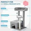 Made4Pets Cat Tree, Carpet Cat Tower Grey for Indoors Cats, Cute Wood Kitty Condo with Scratching Post and Pad, 29" Multi-Level Modern Activity Climbing Furniture for Small and Medium Cats