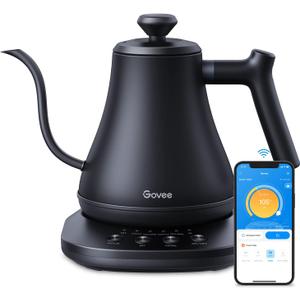 Govee Smart Electric Kettle, WiFi Variable Temperature Gooseneck Pour Over Kettle and Tea Kettle, Alexa Control, 1200W Quick Heating, 100% Stainless Steel, 0.8L, Matte Black
