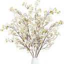 Sggvecsy Artificial Cherry Blossom Flowers 4 Pcs Faux Cherry Blossom Stems Faux Silk Cherry Blossom Branches 41 Fake Flowers Long Stems for Vase Arrangements Home Wedding Table Decor (White)