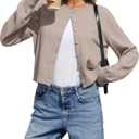 ELLEVEN Women's Cropped Cardigan Sweaters, Light Weight Knit Sweater Cute Short Button up Cardigans Trendy Fashion Clothing (Brown)
