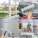 ITTAR Rotatable Window Cleaning Kit, Glass Cleaner Tool with 60" Extension Pole, Rubber Squeegee & 2 Microfiber Pads Combo, Window Washing Equipment for Cleaning Shower, High Windows, Car Glass
