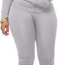 AUXDIO Women 2 Piece Outfits Casual Workout Sets Bodycon Tracksuit Zip Up Long Sleeve Hoodle Jacket Jogger Pants Set (Large, Grey)