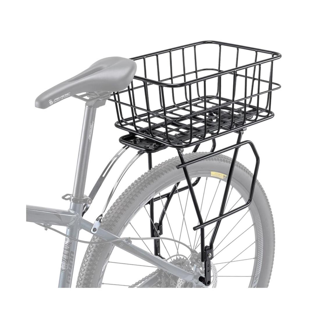 CXWXC Rear Bike Rack with Basket - Bike Cargo Rack for Disc Brake/Non-Disc Brake Mount - Bicycle Pannier Rack, Touring Carrier Rack fit 26”-29” and 700c