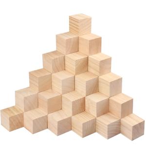 50 Packs Wooden Blocks for Crafts, 2 Inch Pine Wood Cubes, Wooden Cubes for Paint, Stamp, Decorate, DIY Projects and Personalized Gifts, by GNIEMCKIN