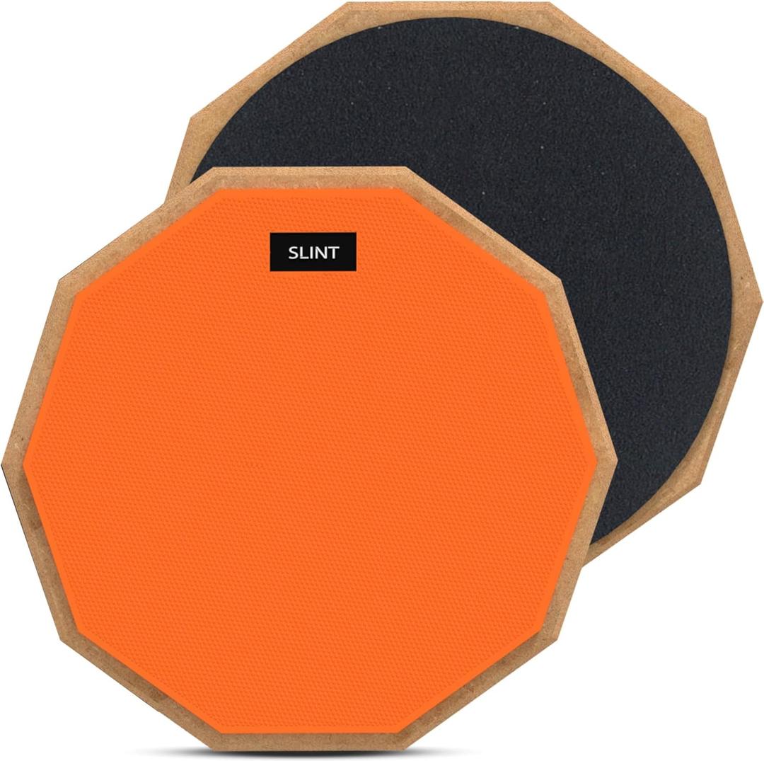SLINT 12 Double-Sided Practice Pad 2-Surface Drumming Trainer for Snare Practice, Quiet Home Use, Kids & Beginners