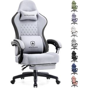 GTPLAYER Gaming Chair, Computer Office Chair with Pocket Spring Cushion, Linkage Armrests and Footrest, High Back Ergonomic Computer Chair with Lumbar Support Task Chair with Footrest