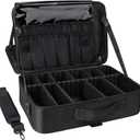 Relavel Travel Makeup Train Case Cosmetic Case Organizer Portable Artist Storage Bag with Adjustable Dividers for Cosmetics Makeup Brushes Toiletry Jewelry Digital Accessories (Large, Black)