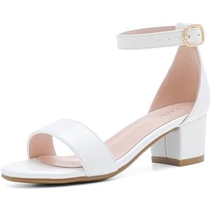 LAURMOSA Girls High Heels Sandal for Girls Open Toe Ankle Buckle Strap Dress Shoes for Little Big Kids in Wedding Party Block Chunky Pump Sandals, Size 1