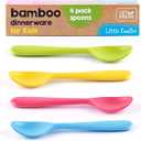 GET FRESH Bamboo Kids Spoons Set  4-pack Reusable Bamboo Fiber Kids Spoons for Everyday Use  Large Bamboo Kids Cutlery for Daily Mealtime  Colorful Bamboo Utensils for Toddlers and School Children