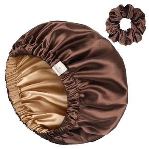 YANIBEST Adjustable Silk Bonnet Double Layer Satin Bonnet Hair Bonnet for Sleeping Bonnets for Women Hats Curly Natural Hair, Brown (One Size)