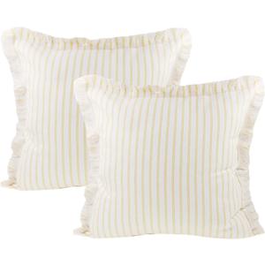 Striped Pillow Covers, Pillow Covers with Fringe,Square Cushion Covers,Chic Cotton Decorative Pillows Covers,Couch Pillow Covers or Sofa Couch Bed Living Room Yellow, 20 * 20inch/50 * 50cm