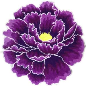 Purple Peony Floral Shaped Area Rugs,Modern Art Flower Shaggy Carpet for Bedroom Kitchen Bathroom,Soft Non-Slip Washable Bath Rug,Indoor Outdoor Doormat,23.6" X 23.6"