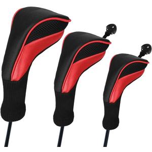 Golf Club Head Covers for Fairway Woods Driver Hybrids, 3Pcs Long Neck Mesh Golf Club Headcovers Set with Interchangeable No. Tags 3 4 5 6 7 X