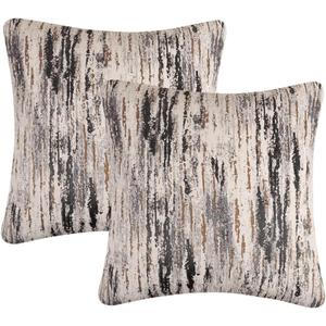 Yeiotsy Pack of 2 Nordic Style Decorative Throw Pillow Covers for Sofa Bed Card Chair Geometric Cushion Cases Jacquard Chenille (Grey Stripes, 18 X 18 Inches)